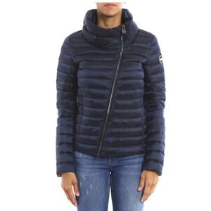 COLMAR Originals Funnel Neck Navy Blue Asymmetric Zipped Padded Puffer Jacket M